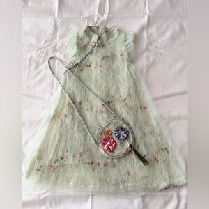 Floral Lace Dress with matching bag toddler 3-4T